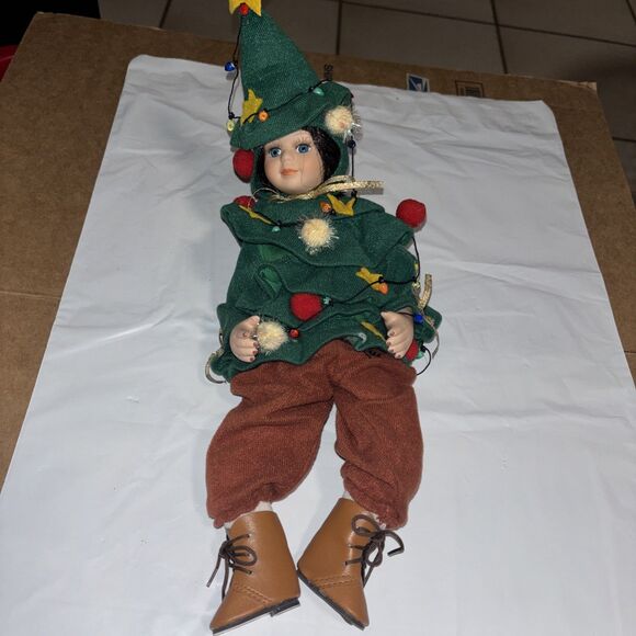Cracker Barrel Other - Vintage Cracker Barrel Porcelain Christmas Doll Elf Shelf Sitter